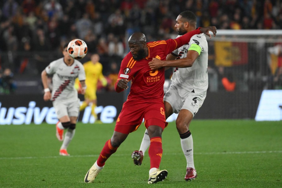 Romelu Lukaku in azione contro il Bayer Leverkusen