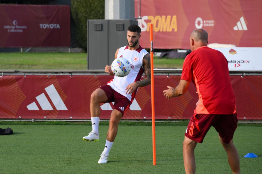 Mario Hermoso nel primo allenamento con la Roma