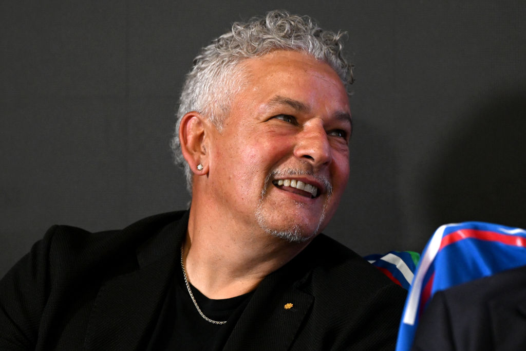 Roberto Baggio in visita a Coverciano