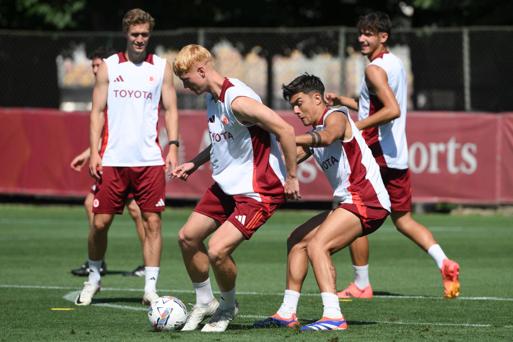 La Roma durante una seduta di allenamento