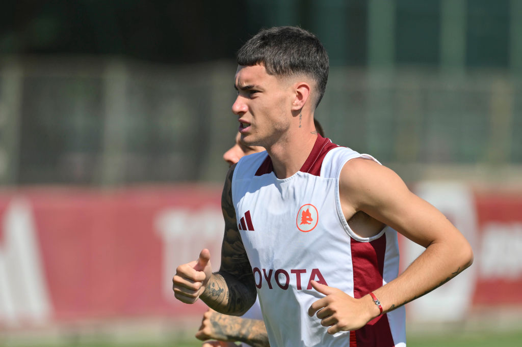 Matias Soulé nell'allenamento con la Roma