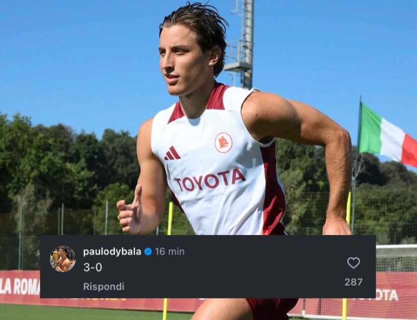 Il commento di Dybala sotto il post di Bove