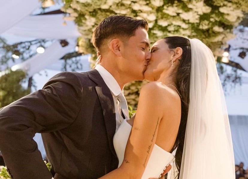 Dybala e Oriana Sabatini durante il loro matrimonio