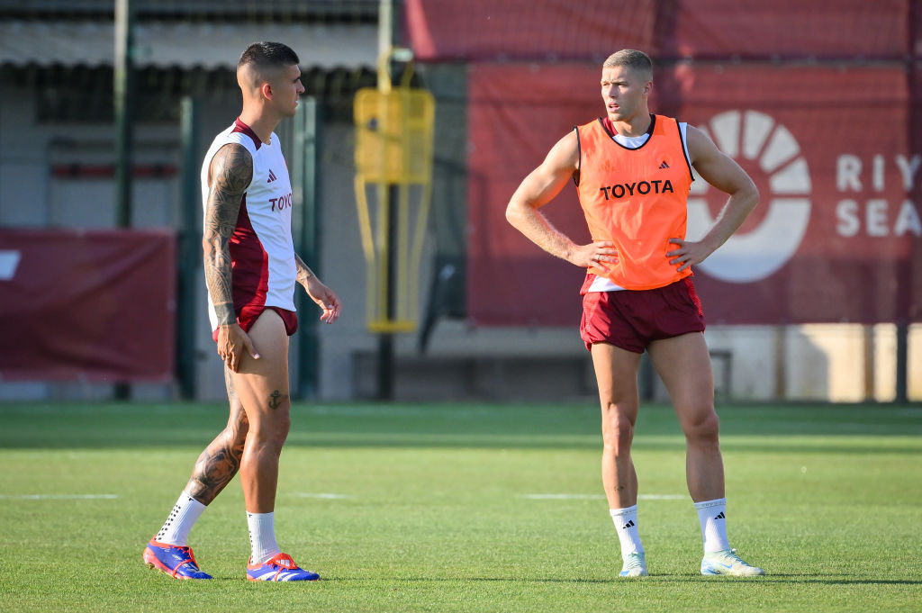 Mancini e Dovbyk a Trigoria