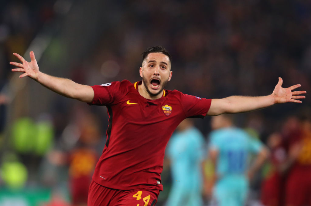 L'esultanza di Manolas durante Roma-Barcellona