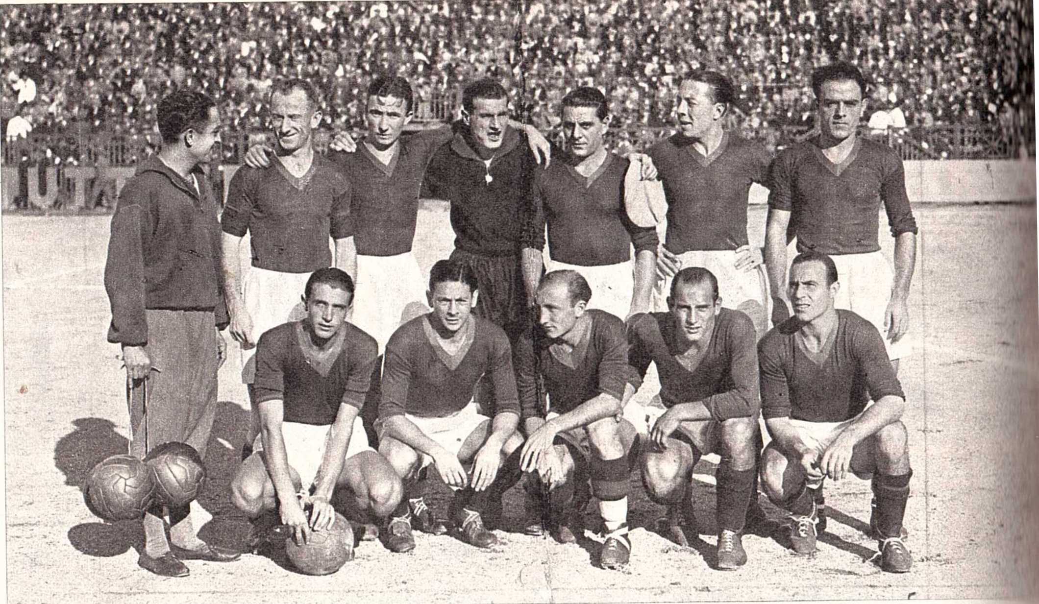 La formazione della Roma per il derby del 1° novembre 1933