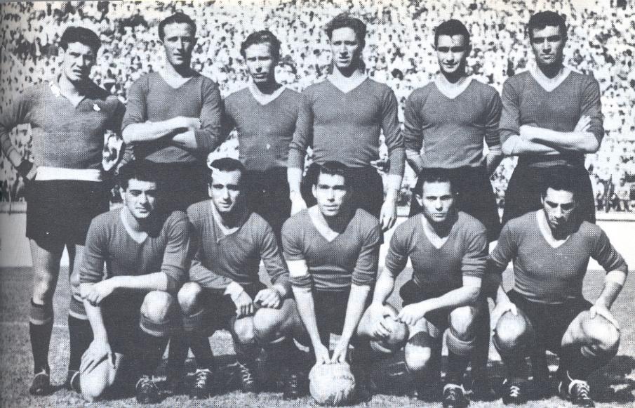 La formazione della Roma nella stagione 1951/52, foto tratta da asromaultras.org