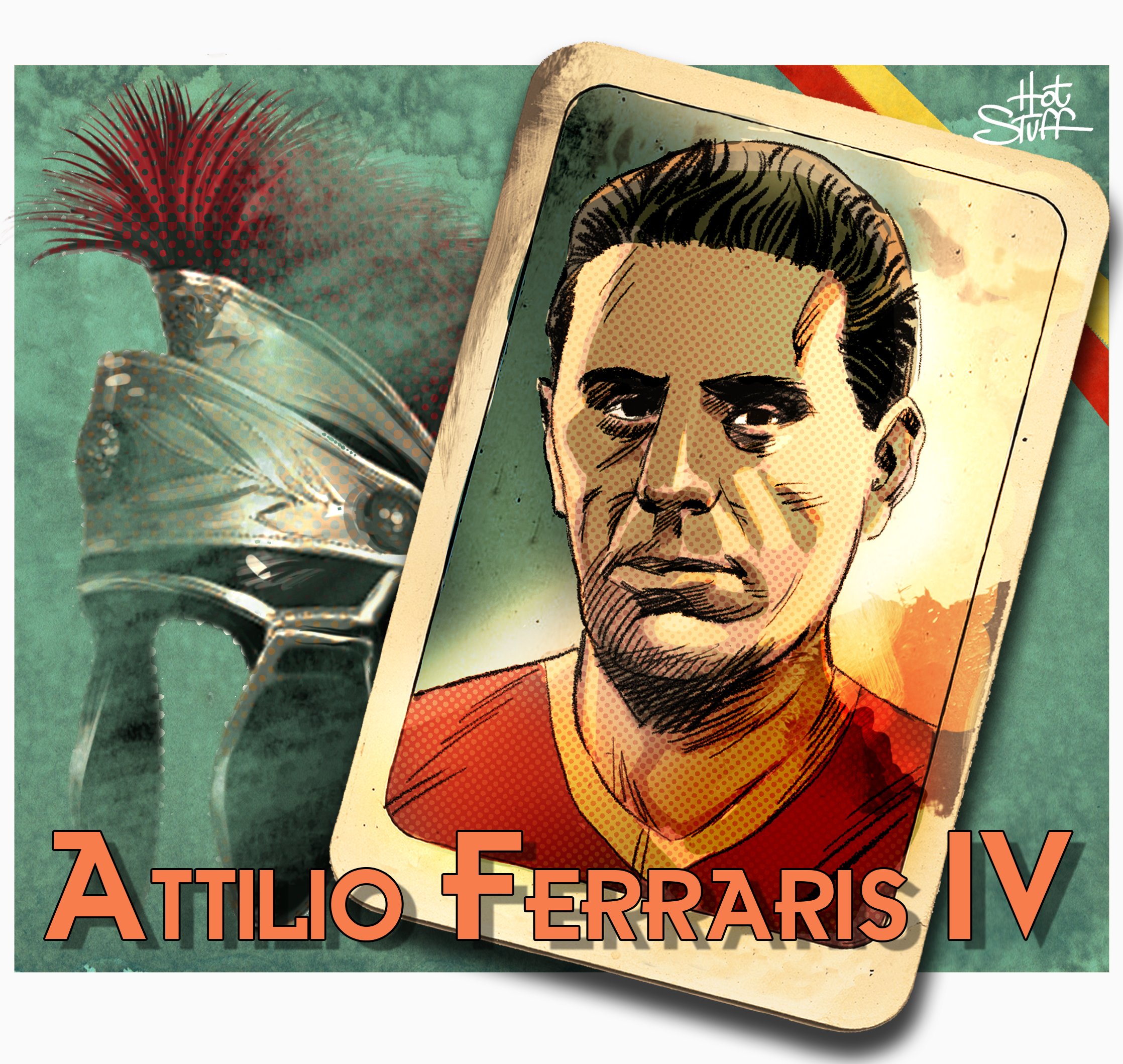 Attilio Ferraris IV in un'illustrazione di Fabio \