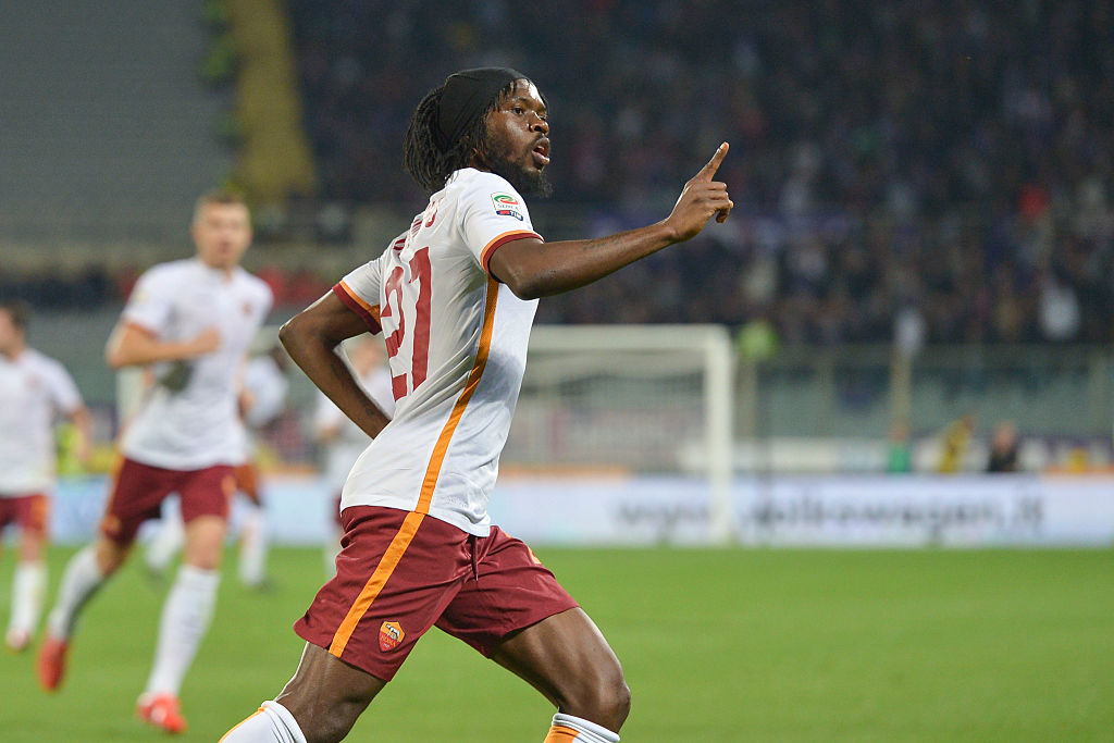 L'esultanza di Gervinho dopo il gol del raddoppio contro la Fiorentina