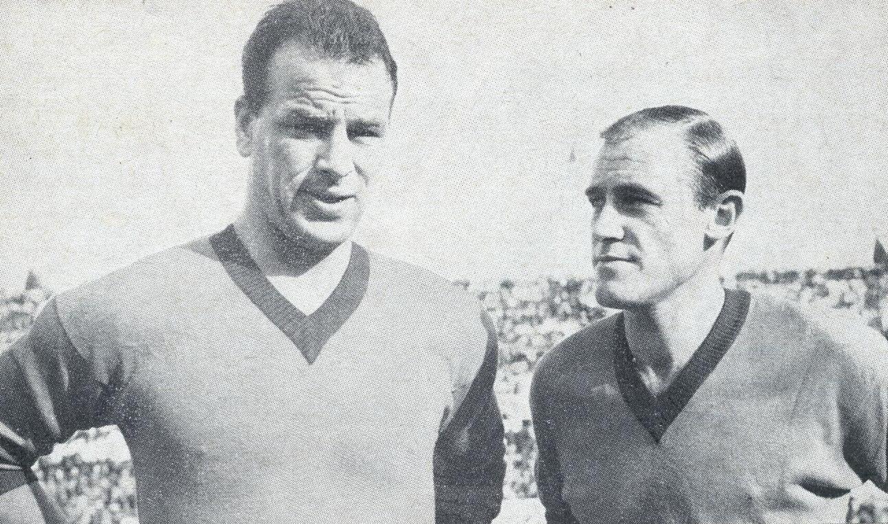 John Charles con Pedro Manfredini prima di Roma-Bologna del 1962-63