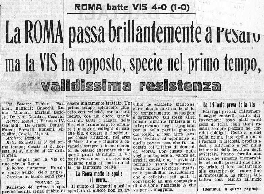 La pagina del quotidiano Il Littoriale con il resoconto della gara