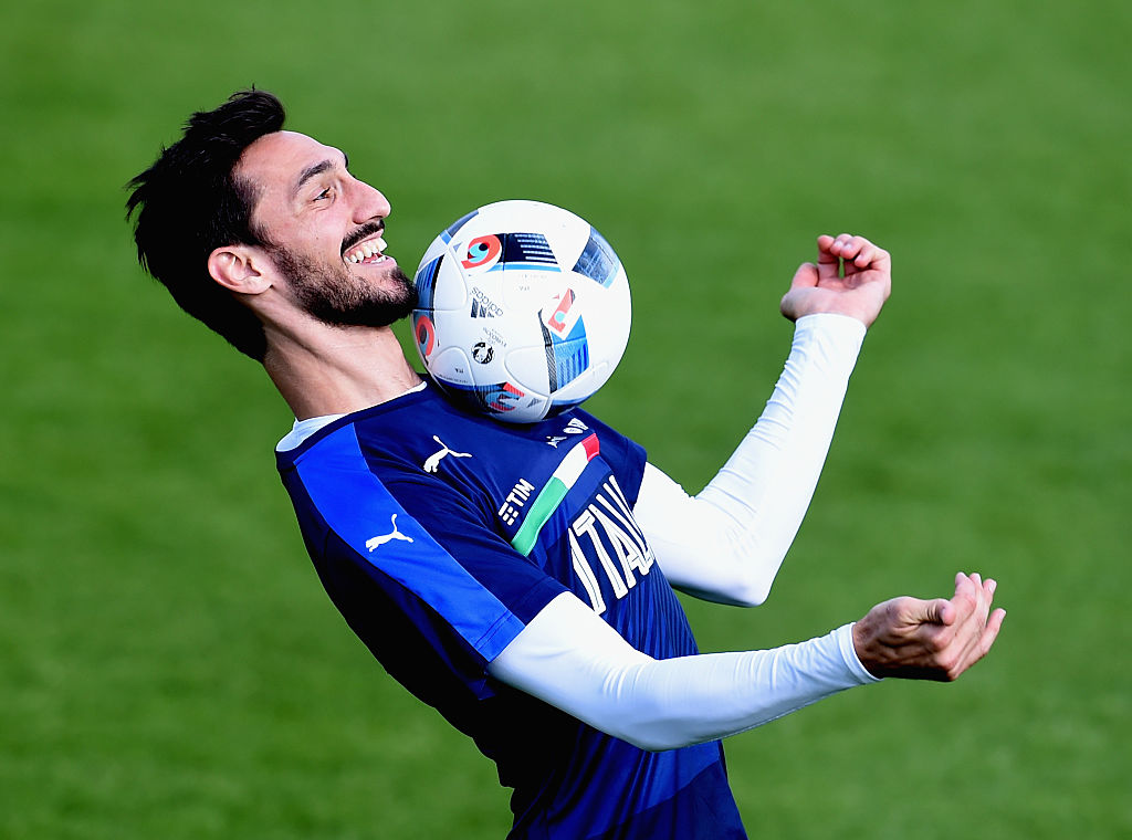 Davide durante un allenamento con la Nazionale