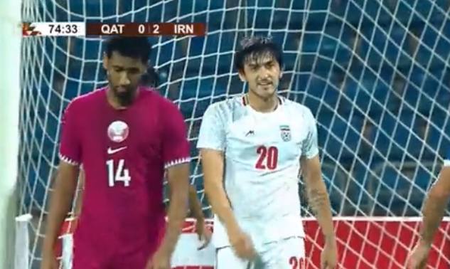 Il gol di Azmoun contro il Qatar